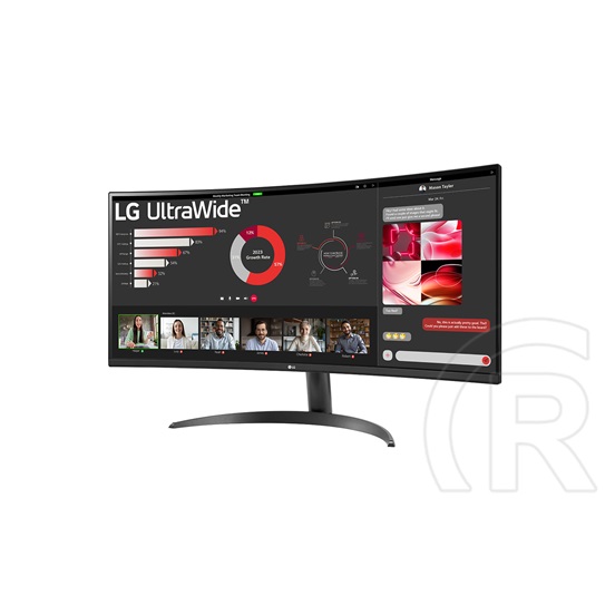 34" LG 34WR50QC-B ívelt monitor (VA, 3440x1440, 100 Hz, DP+2xHDMI)