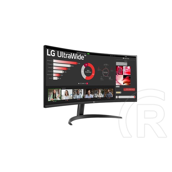 34" LG 34WR50QC-B ívelt monitor (VA, 3440x1440, 100 Hz, DP+2xHDMI)