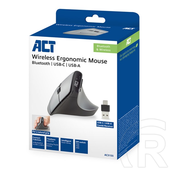 ACT A5515 Ergonomic Wireless Bluetooth Mouse (fekete)