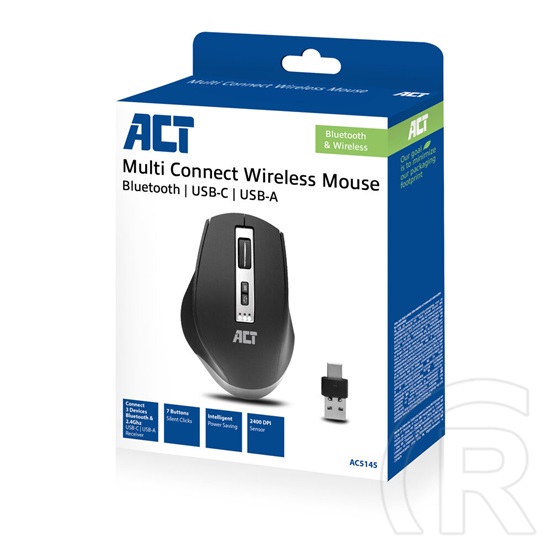 ACT AC5145 Wireless Multi Connect Mouse 2400 DPI (fekete)