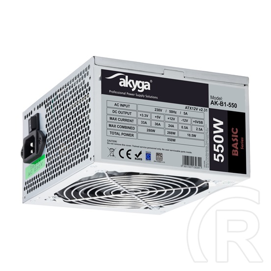 Akyga Basic tápegység (550 W, ATX)