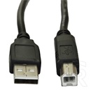 Akyga USB 2.0 kábel (A dugó / B dugó, 3 m, fekete)