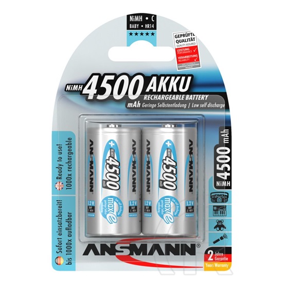 Ansmann maxE akkumulátor (4500mAh, Ni-MH, C/baby, 2 db)