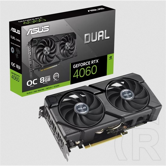 Asus Dual GeForce RTX 4060 EVO OC VGA (PCIe 4.0, 8 GB GDDR6, 128 bit, 3xDP+HDMI, aktív hűtő)