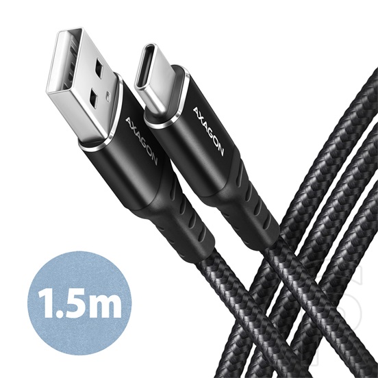 Axagon BUCM-AM15AB HQ (USB C - USB A, 1,5m, fekete)