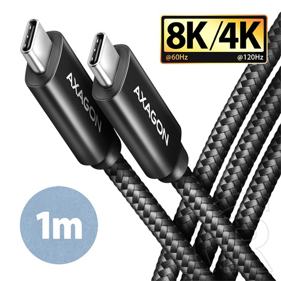 Axagon BUCM432-CM10AB USB 4 Gen 3x2 adat- és töltőkábel (C dugó / C dugó, 20V/5A, 1 m, fekete)