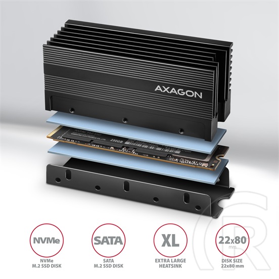 Axagon CLR-M2XL hűtőborda for M.2 SSD