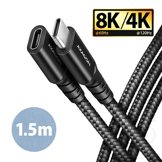 Axagon USB-C hosszabbító kábel (USB 3.2, 1,5 m, fekete)