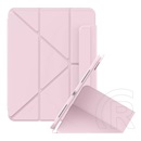 Baseus Apple IPAD Pro 11 (2022) minimalist tok álló, bőr hatású (aktív flip, trifold, Apple pencil tartó) rózsaszín