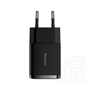 Baseus Compact hálózati töltő (2xUSB-A aljzat, 5V/2,1A, 10,5W, fekete)