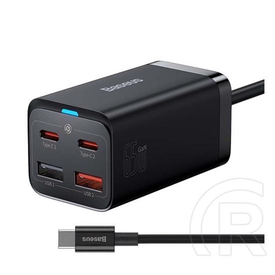 Baseus  GaN3 Pro 65W hálózati töltő (2xUSB-C, 2x USB, fekete)