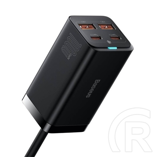 Baseus GaN3 Pro hálózati töltő (2xUSB-A + 2xUSB-C aljzat, 20V/5A, 100W, USB-C kábel, fekete)