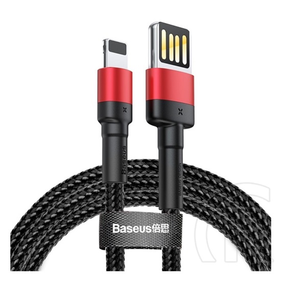 Baseus Cafule adat- és töltőkábel (USB-A dugó / Lightning 8 pin dugó, 5V/2.4A, 1 m, led jelző, piros/fekete)