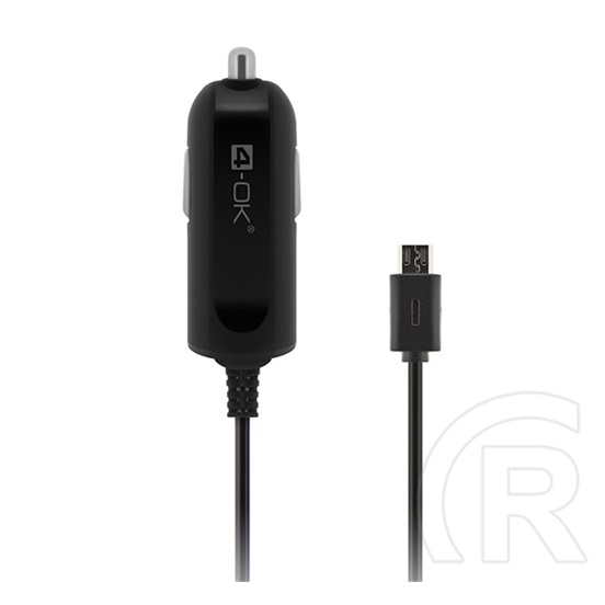 Blautel 4-ok autós töltő (5v / 1000ma + beépített microusb kábel) fekete