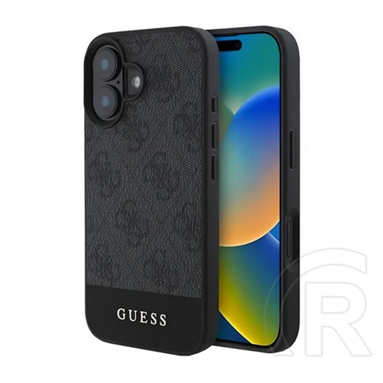 CG Mobile Apple iPhone 16 guess 4g stripe műanyag telefonvédő (textil hátlap) sötétszürke