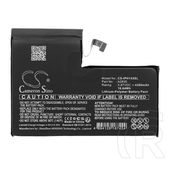 Cameron Sino Apple iPhone 14 Pro Max li-polymer akku (3.87v/4300mah, Apple a2830 kompatibilis) fekete