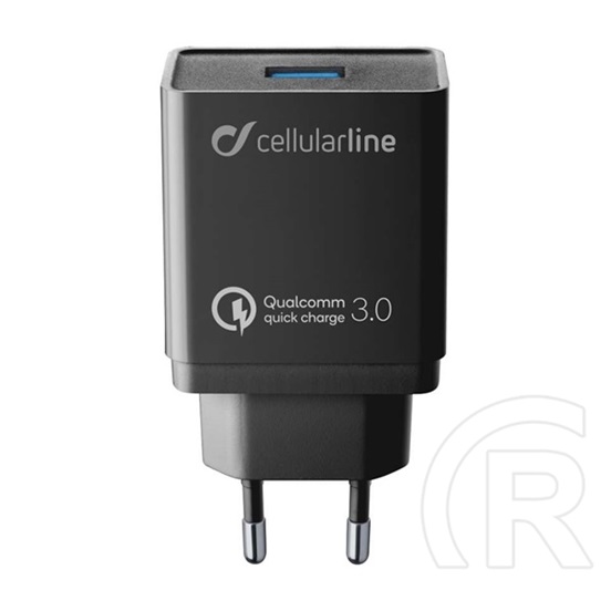 Cellularline hálózati töltő usb aljzat (5v / 3000 ma, 18w, pd gyorstöltés támogatás) fekete