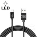 Delight USB 2.0 kábel (A dugó / C dugó, 1 m, LED, fekete)