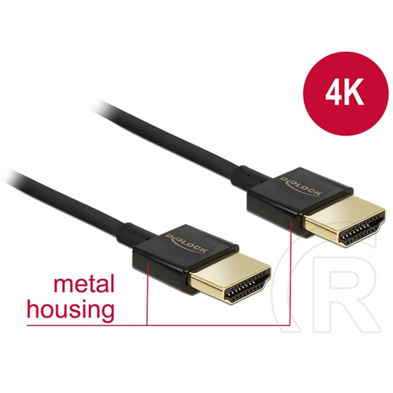 Delock HDMI - HDMI kábel (2.0, 4K60Hz, 3 m, aktív, lapos, HQ)