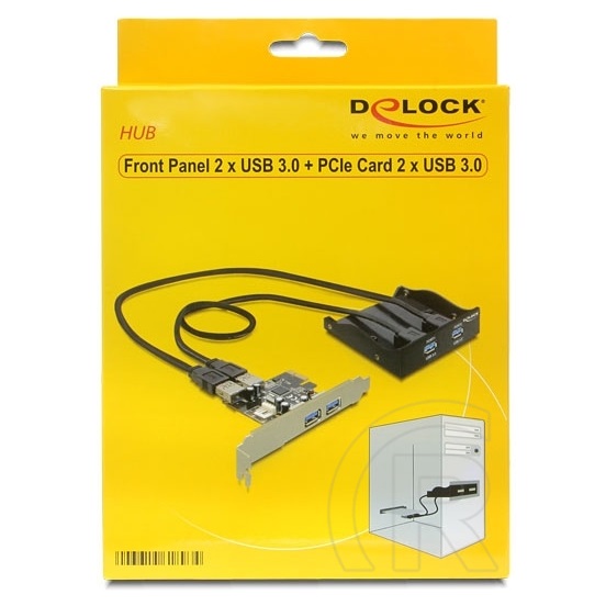 Delock PCIe - 2 x USB 3.0 + 2 x USB 3.0 előlapi kivezetés