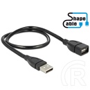 Delock ShapeCable USB 2.0 hosszabbító kábel (A dugó / A aljzat, 0,35 m, fekete)