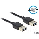 Delock USB 2.0 kábel (A-A, 3 m, Easy-USB, fekete)