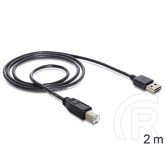 Delock USB 2.0 kábel (A-B, 2 m, Easy-USB, fekete)