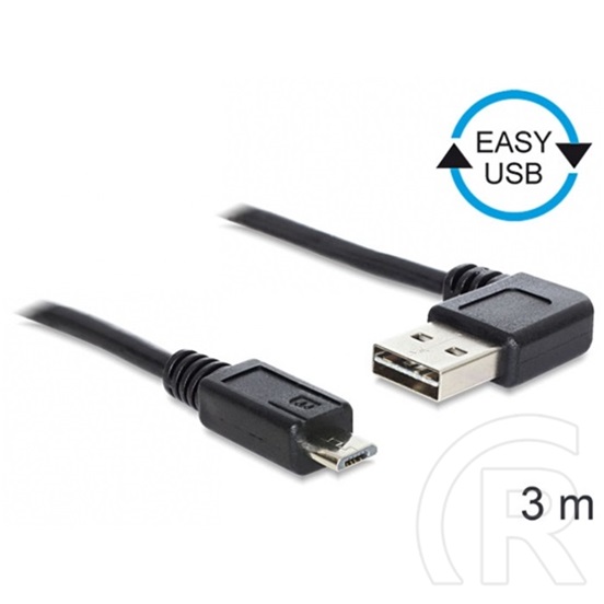 Delock Easy USB 2.0 kábel (A dugó / micro-B dugó, 90°, 3 m)