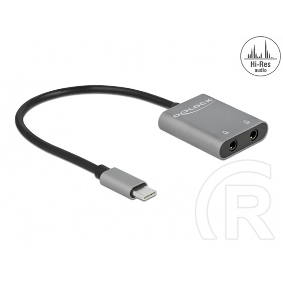 Delock hangmegosztó USB-C - 2 x sztereo jack anya