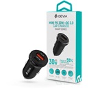 Devia ST385360 Smart Mini PD szivargyújtó töltő adapter (USB-A + C aljzat, 30W)