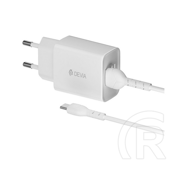 Devia Smart hálózati töltő (2x USB-C aljzat, 5V/2,4A, 12W, USB-C kábel, fehér)