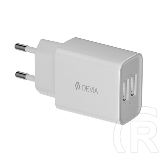 Devia Smart hálózati töltő (2x USB-A aljzat, 5V/2,4A, 12W, fehér)