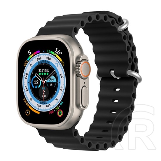 Dux Ducis Apple Watch Series 9 41mm pótszíj (egyedi méret, szilikon, állítható, hullám minta) fekete