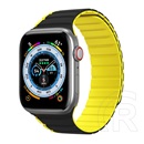 Dux Ducis Apple Watch Series 9 45mm pótszíj (egyedi méret, szilikon, 3d minta, mágneses zár) fekete / sárga