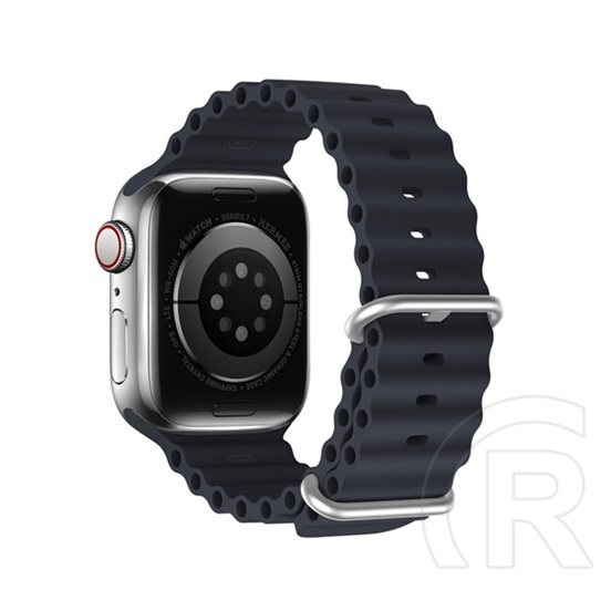 Dux Ducis Apple Watch Series 9 45mm pótszíj (egyedi méret, szilikon, állítható, hullám minta) szürke