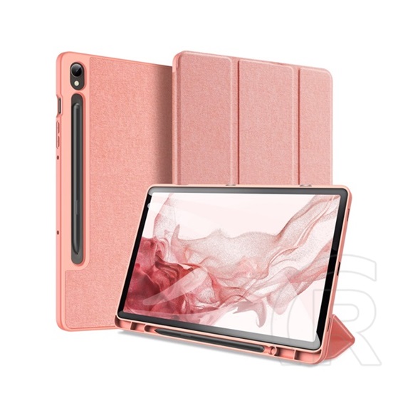 Dux Ducis Samsung Galaxy Tab S9 LTE (SM-X716) domo tok álló, (aktív flip, trifold, s pen tartó, textil minta) rózsaszín