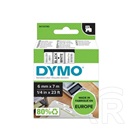 Dymo D1 feliratozógép szalag, 6 mm x 7 m, fekete-fehér