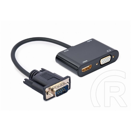 Gembird VGA to HDMI + VGA adapter 15cm fekete