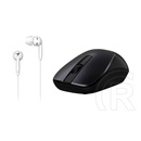 Genius MH-7018 cordless optikai egér (USB, fekete) + In-ear Headset (fehér)