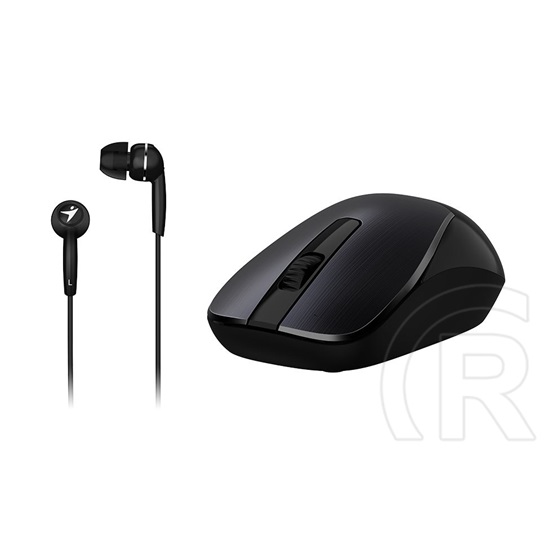 Genius MH-7018 cordless optikai egér (USB, fekete) + In-ear Headset (fekete)