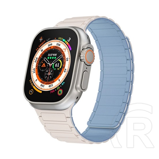 Gigapack Apple Watch Series 10 42mm  pótszíj (egyedi méret, kicsi, szilikon, 3d, mágneses) fehér/világoskék