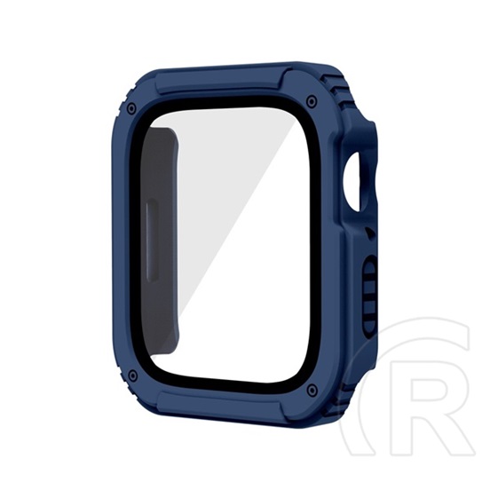 Gigapack Apple Watch Series 3 38mm műanyag keret (bumper, ütésálló + kijelzővédő üveg) sötétkék