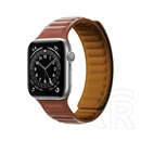 Gigapack Apple Watch Series 3 38mm pótszíj (egyedi méret, szilikon, bőr hatású, 3d minta, mágneses zár) barna