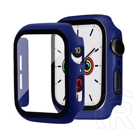 Gigapack Apple Watch Series 7 41mm műanyag keret (bumper, ütésálló + kijelzővédő üveg) sötétkék