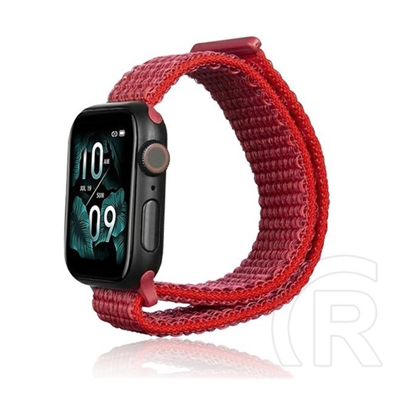 Gigapack Apple Watch Series 9 41mm pótszíj (egyedi méret, nylon, tépőzáras, légáteresztő) piros