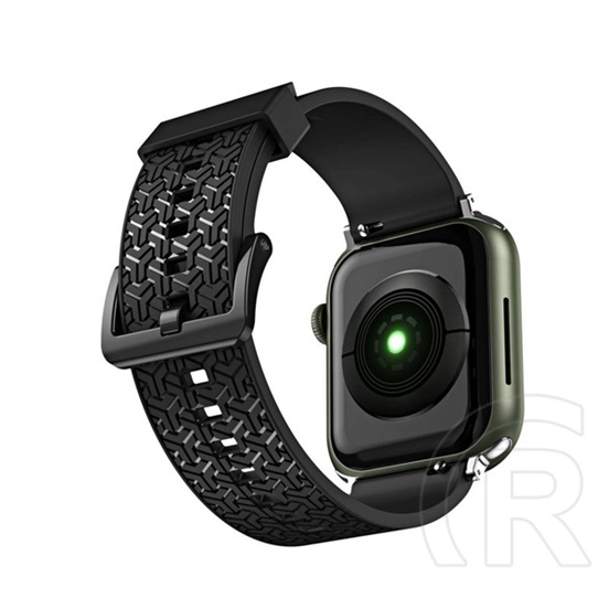 Gigapack Apple Watch Series 9 41mm pótszíj (egyedi méret, szilikon, állítható, 3d minta) fekete