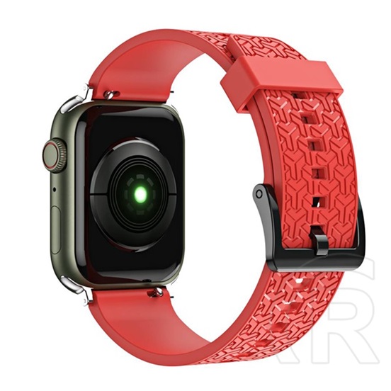 Gigapack Apple Watch Series 9 41mm pótszíj (egyedi méret, szilikon, állítható, 3d minta) piros