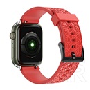 Gigapack Apple Watch Series 9 41mm pótszíj (egyedi méret, szilikon, állítható, 3d minta) piros