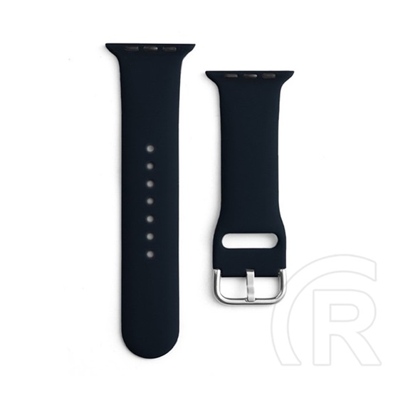 Gigapack Apple Watch Series 9 41mm pótszíj (egyedi méret, szilikon, állítható, fém csat) fekete