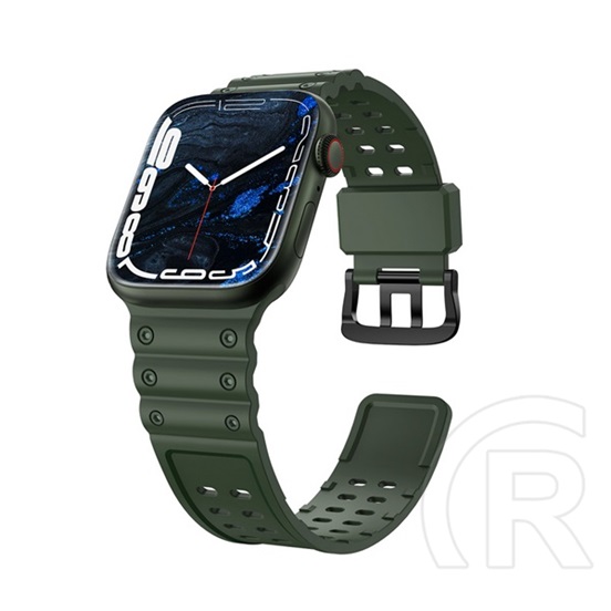 Gigapack Apple Watch Series 9 41mm pótszíj (egyedi méret, szilikon, állítható) sötétzöld